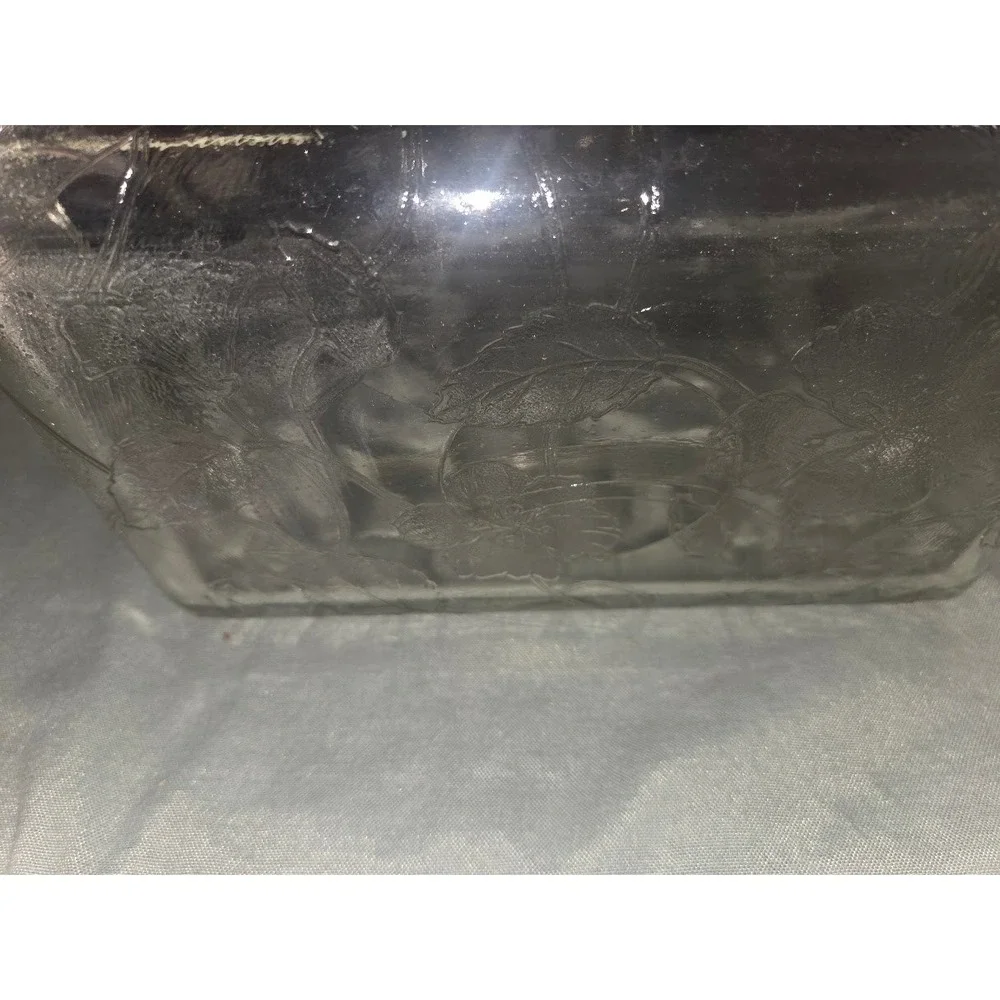 1940's Glassbake Loaf Pan Mckee Glass Ovenware Sears Roebuck Flamex Hibiscus